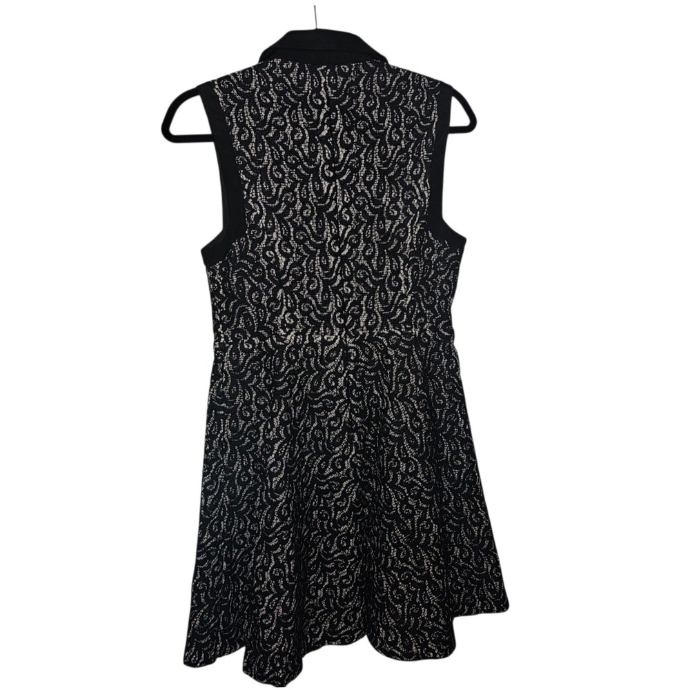 Betsey Johnson Womens Black White Lace Zip Front Fit Flare Dress Size 8 Retro - Picture 9 of 11